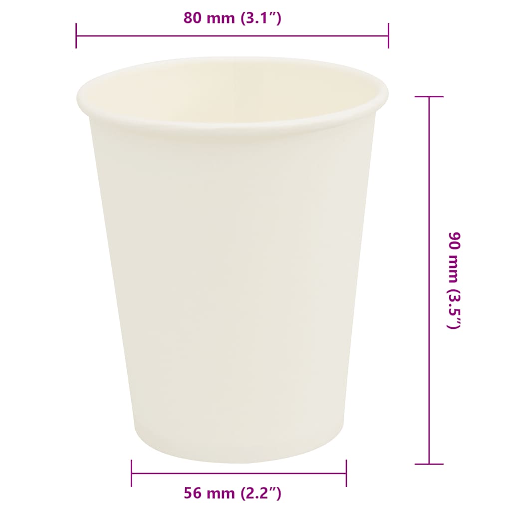 Papieren koffiekopjes 1000 st 8oz 200 ml wit