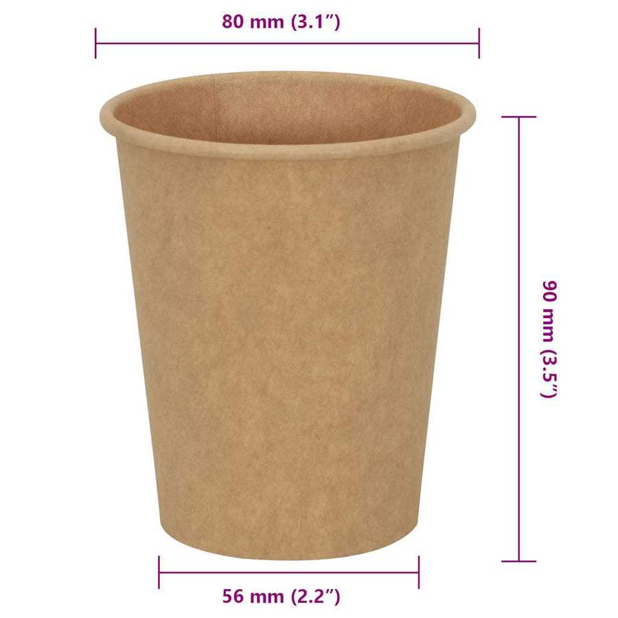 Papieren koffiekopjes 1000 st 8oz 200 ml bruin