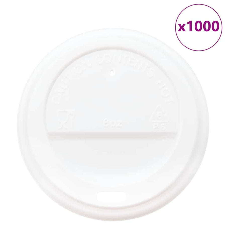 Papieren koffiebekerdeksels Ø80 mm 8oz 1000 st kunststof wit
