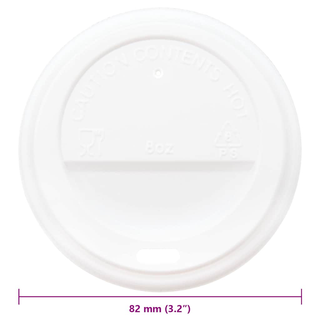 Papieren koffiebekerdeksels Ø80 mm 8oz 1000 st kunststof wit