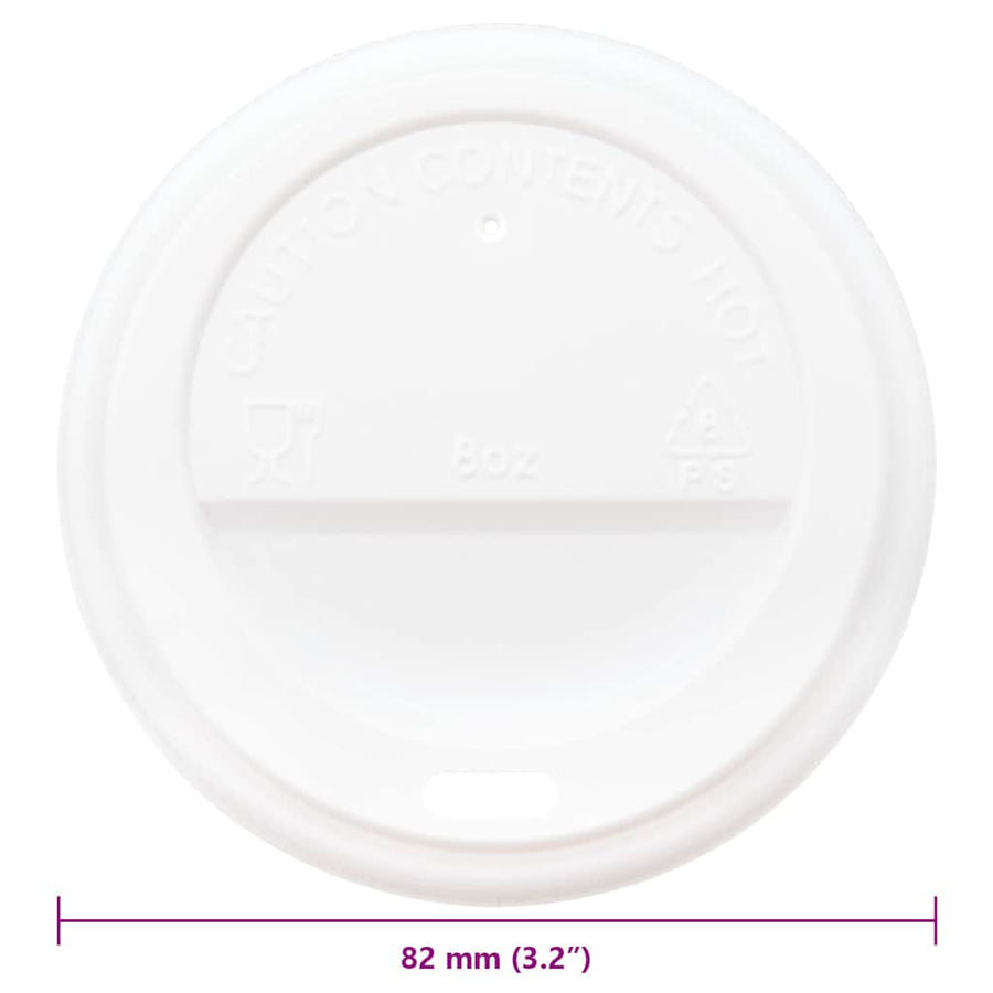Papieren koffiebekerdeksels Ø80 mm 8oz 1000 st kunststof wit