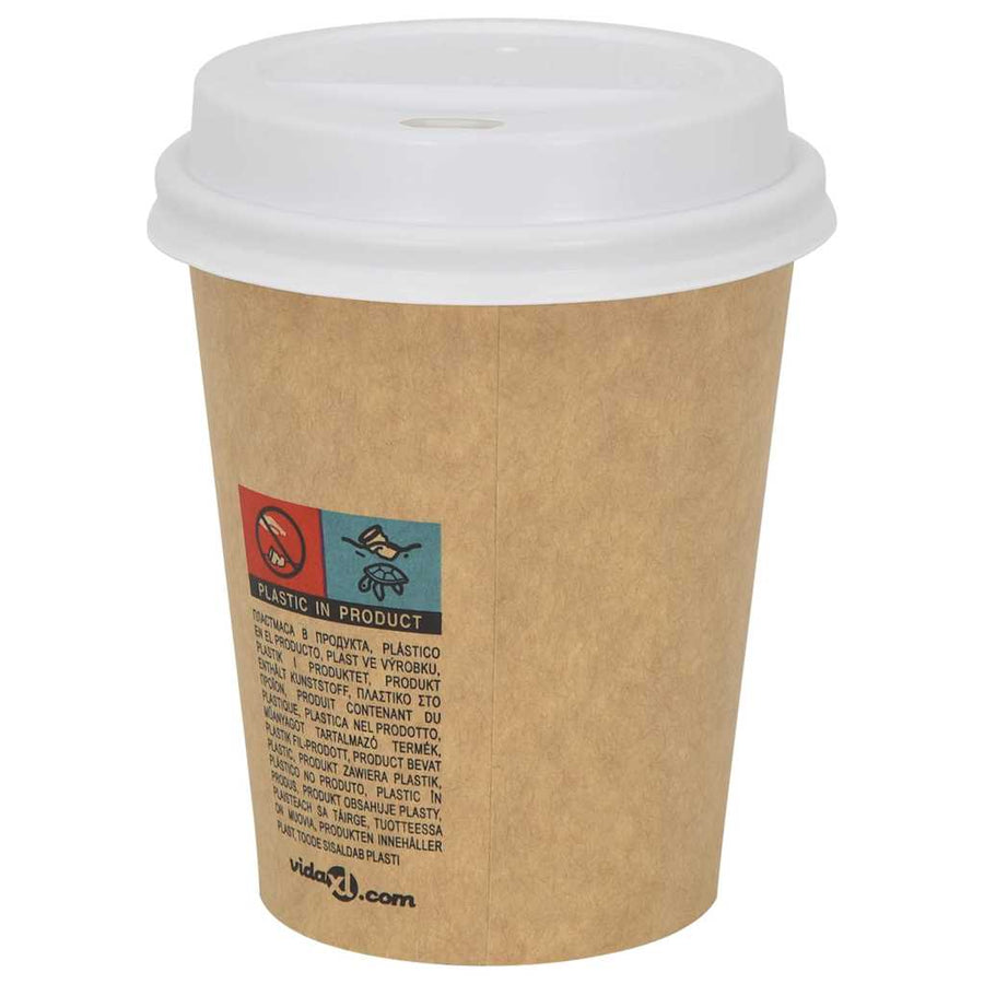 Papieren koffiebekerdeksels Ø80 mm 8oz 1000 st kunststof wit
