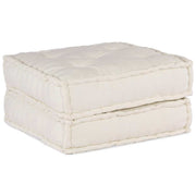 Poef 70x70x36 cm crèmekleurig stof