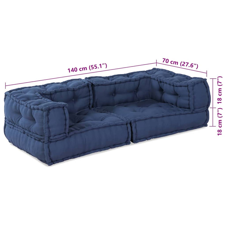 Modulair Bank 3 Pcs Indigo 140 X 70 X 36 Cm Stof