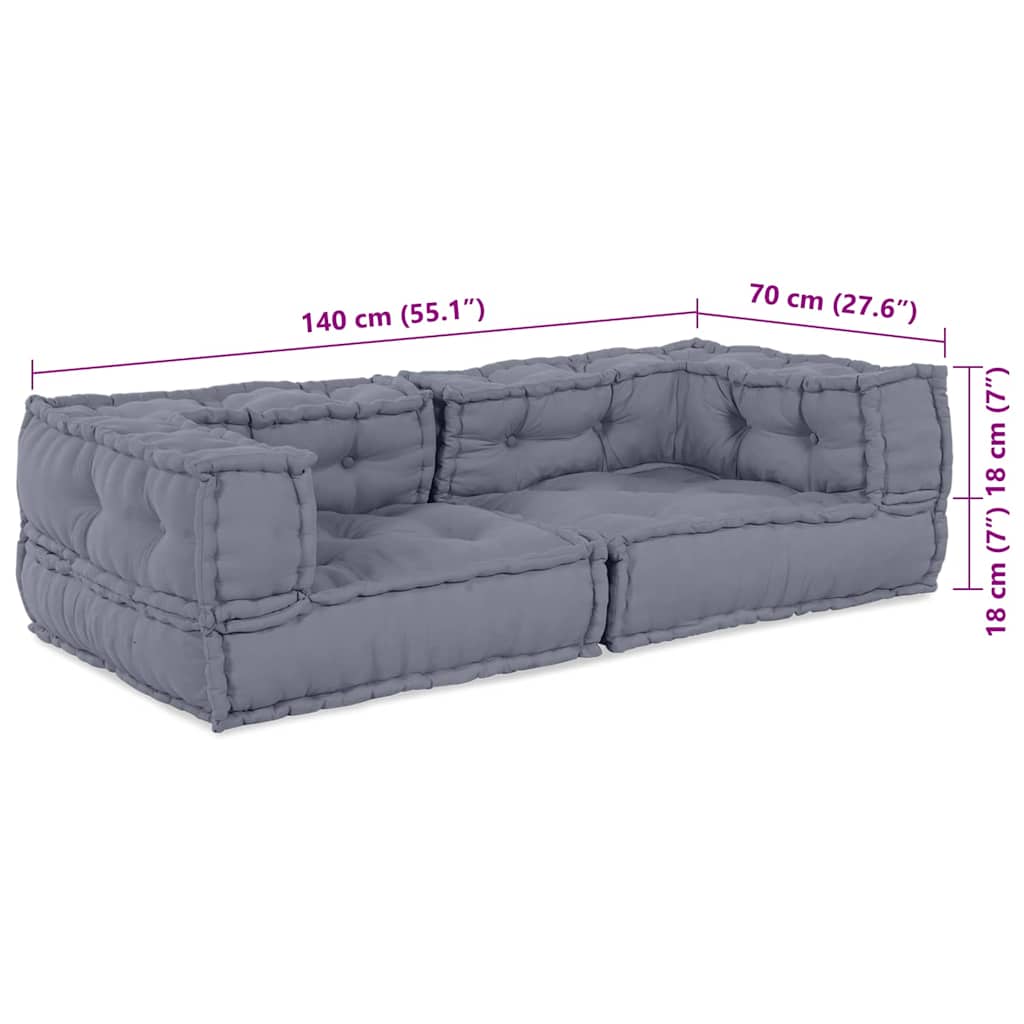 Modulair Bank 3 Pcs 140 X 70 X 36 Cm Stof Grijs
