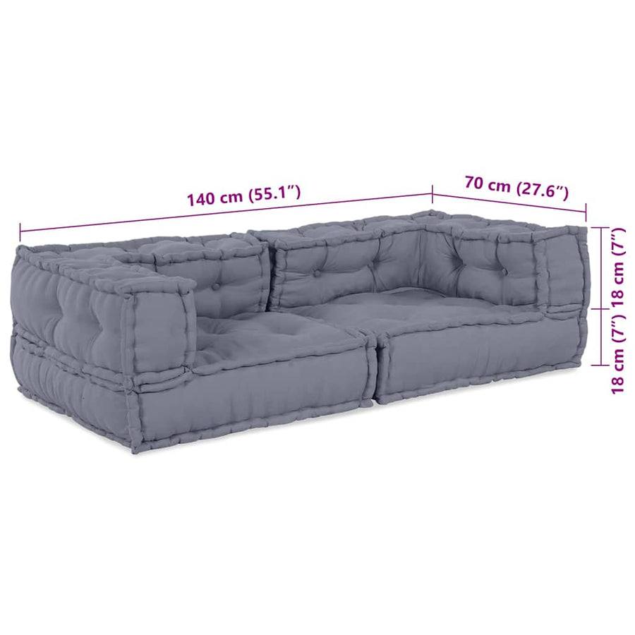 Modulair Bank 3 Pcs 140 X 70 X 36 Cm Stof Grijs