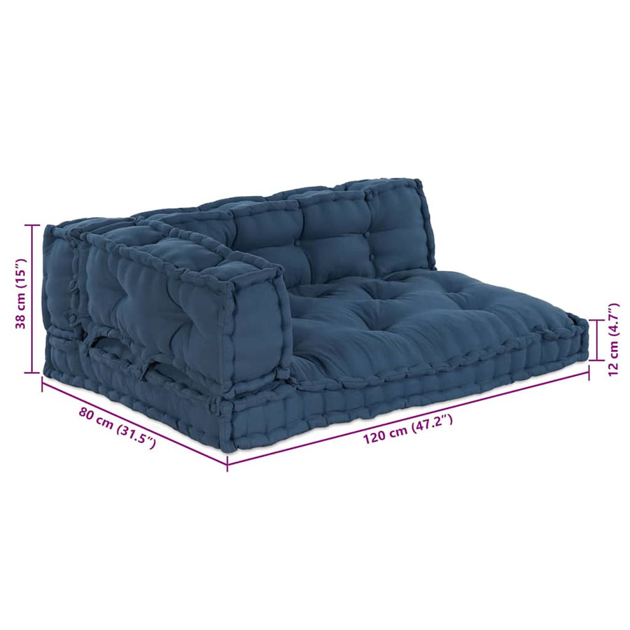 Modulair bank 3 pcs Indigo 120 x 80 x 38 cm Stof