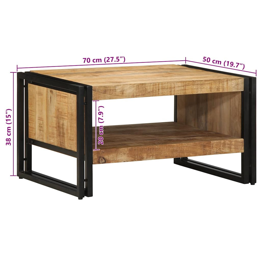 Salontafel 70X50X38 Cm Massief Ruw Bruin 70 cm