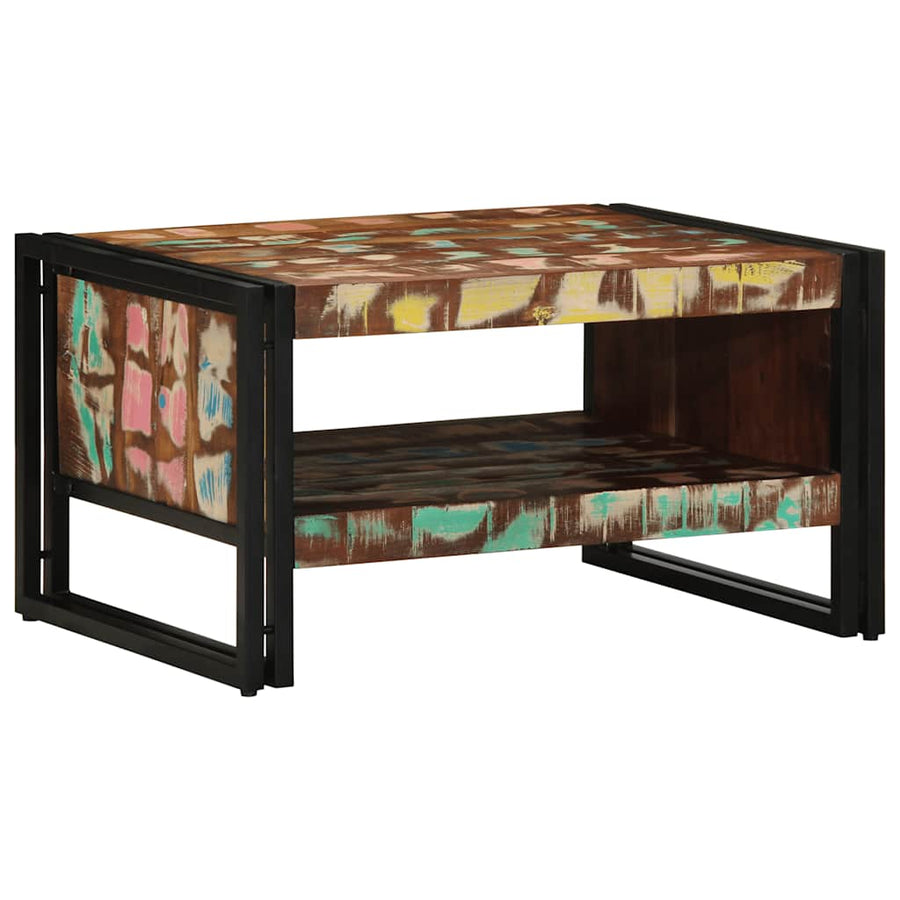 Salontafel 70x50x38 cm massief gerecycled hout meerkleurig