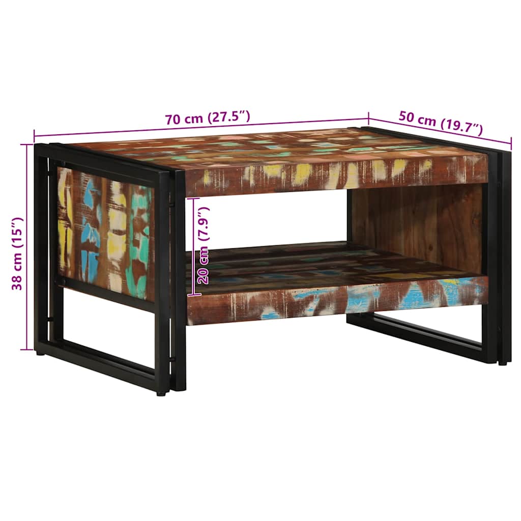 Salontafel 70x50x38 cm massief gerecycled hout meerkleurig