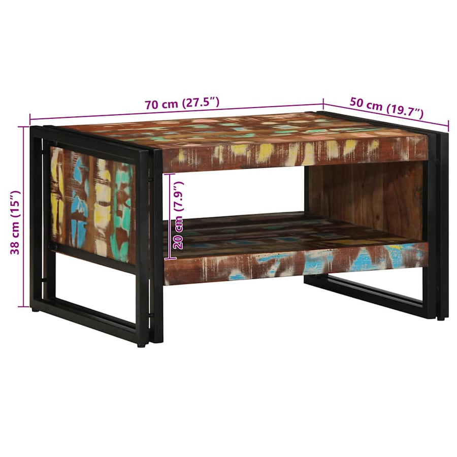Salontafel 70x50x38 cm massief gerecycled hout meerkleurig
