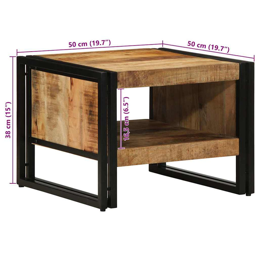 Salontafel 50x50x38 cm massief ruw hout mango