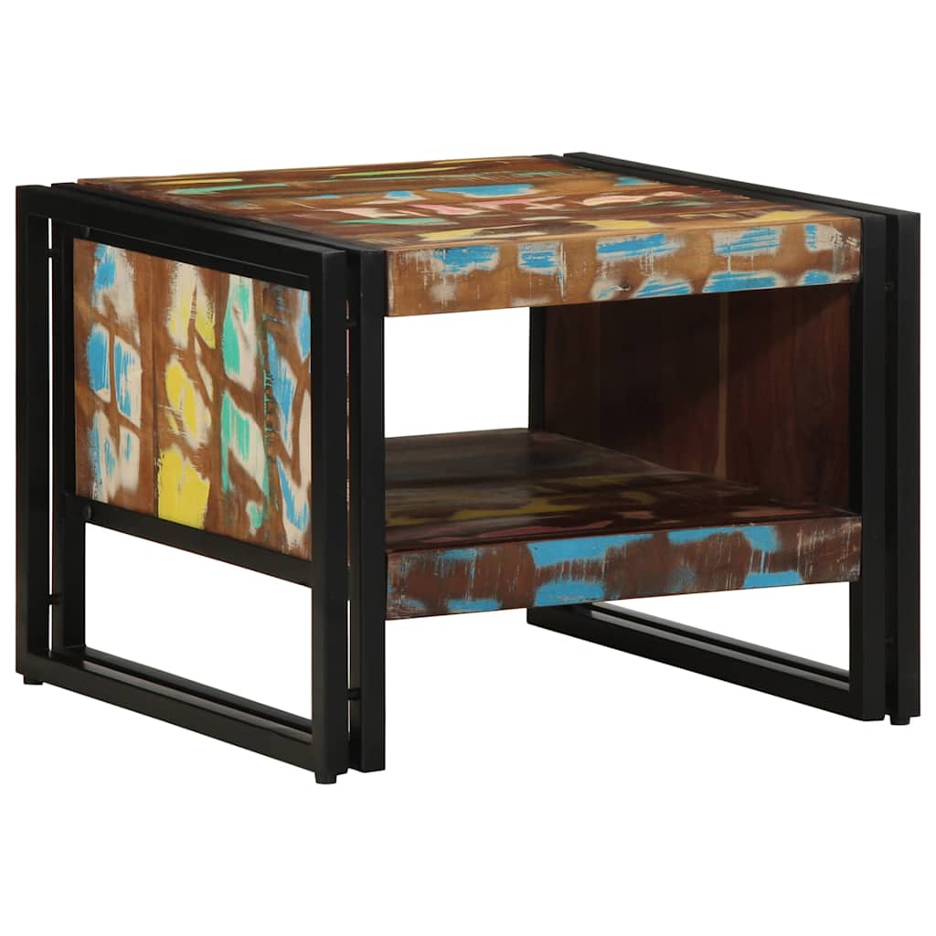 Salontafel 50x50x38 cm massief gerecycled hout meerkleurig