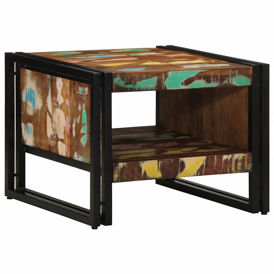 Salontafel 50x50x38 cm massief gerecycled hout meerkleurig