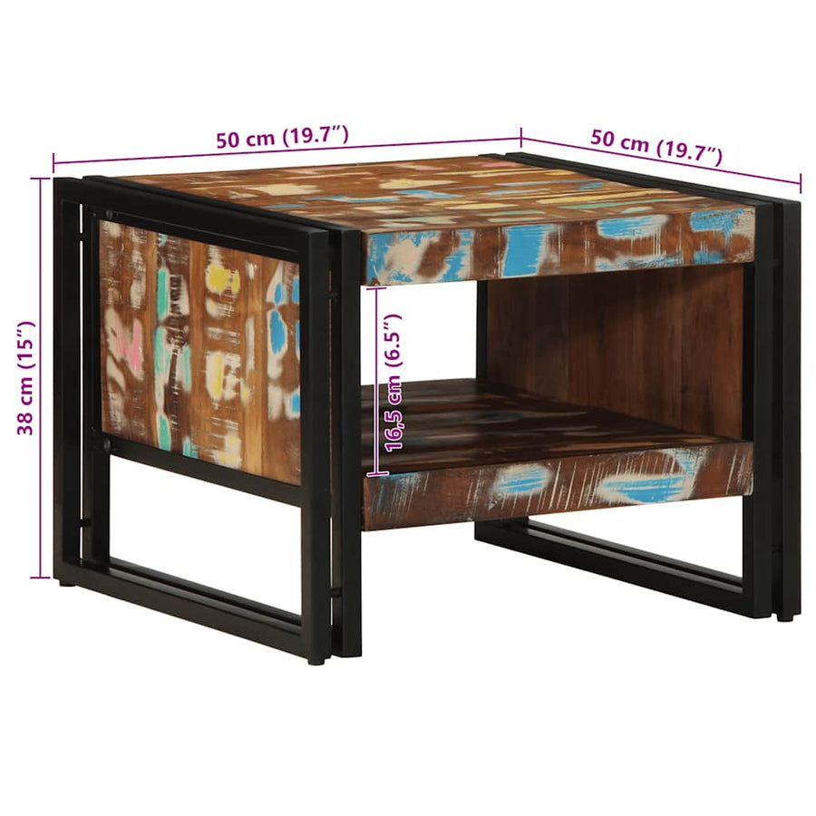 Salontafel 50x50x38 cm massief gerecycled hout meerkleurig