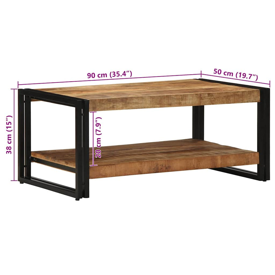 Salontafel 90X50X38 Cm Massief Ruw Mangohout Multikleur