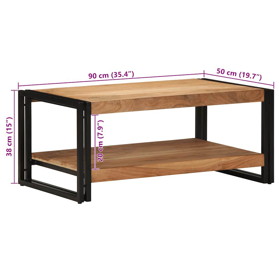 Salontafel 90X50X38 Cm Massief Acaciahout Multikleur