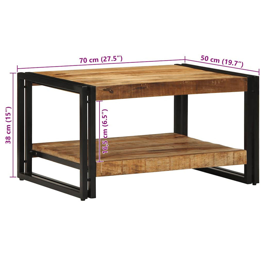 Salontafel 70X50X38 Cm Massief Ruw Mangohout Multikleur