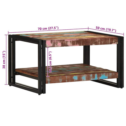 Salontafel 70x50x38 cm massief gerecycled hout meerkleurig