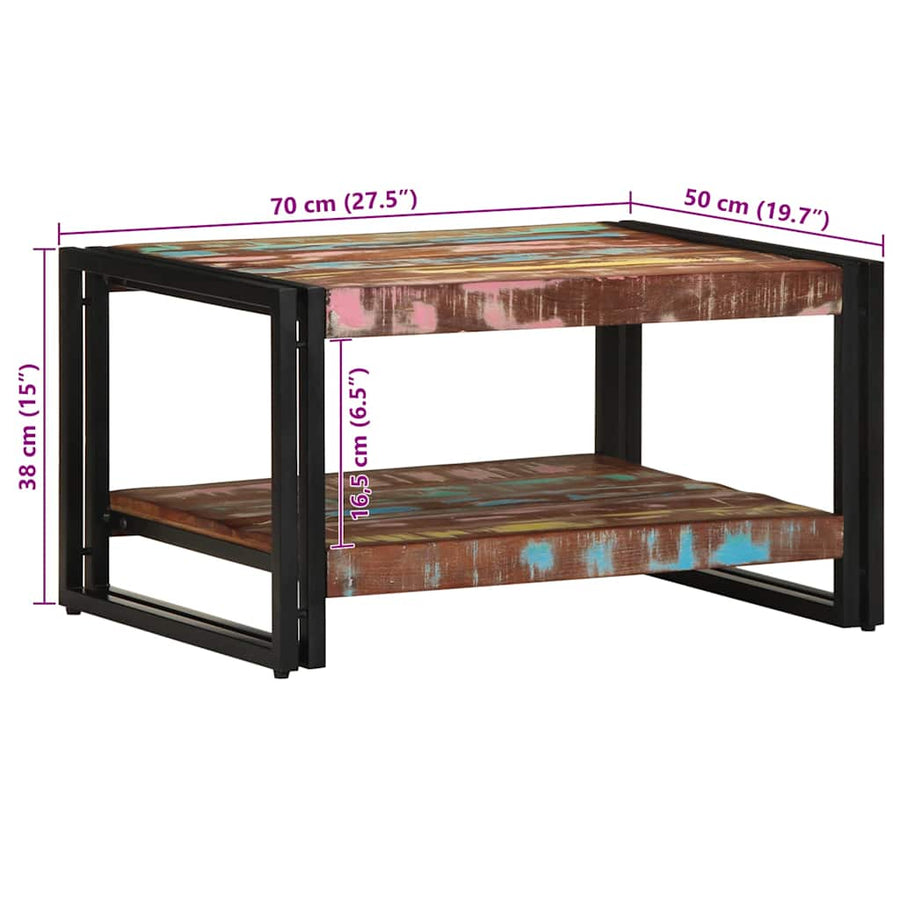 Salontafel 70x50x38 cm massief gerecycled hout meerkleurig