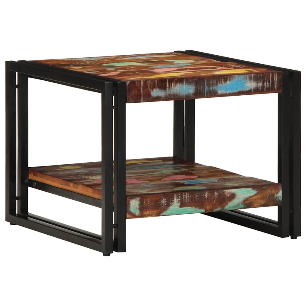 Salontafel 50x50x38 cm massief gerecycled hout meerkleurig