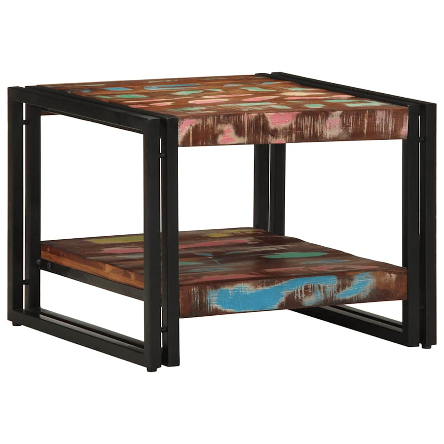 Salontafel 50x50x38 cm massief gerecycled hout meerkleurig