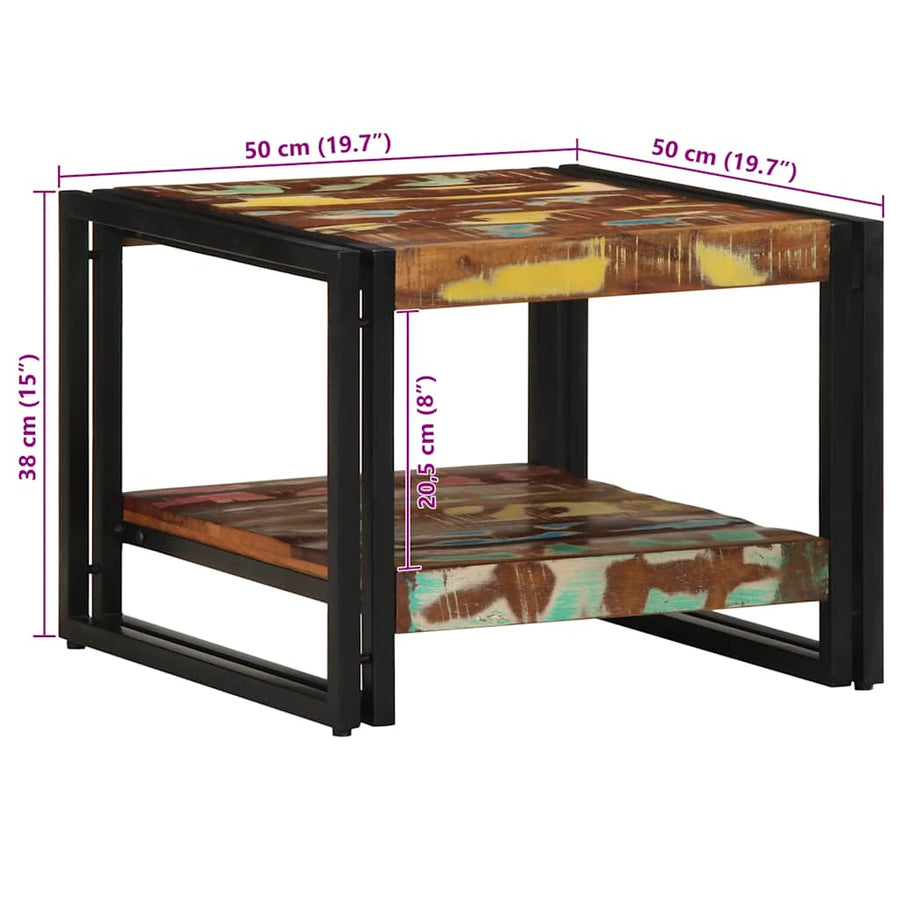 Salontafel 50x50x38 cm massief gerecycled hout meerkleurig