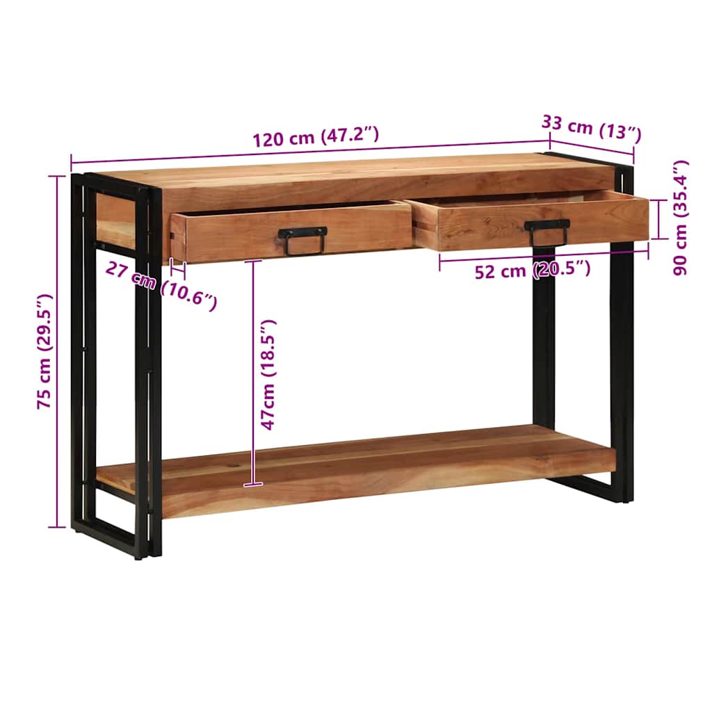 Wandtafel Met Lade Bruin 120 X 33 X 75 Cm 120 cm