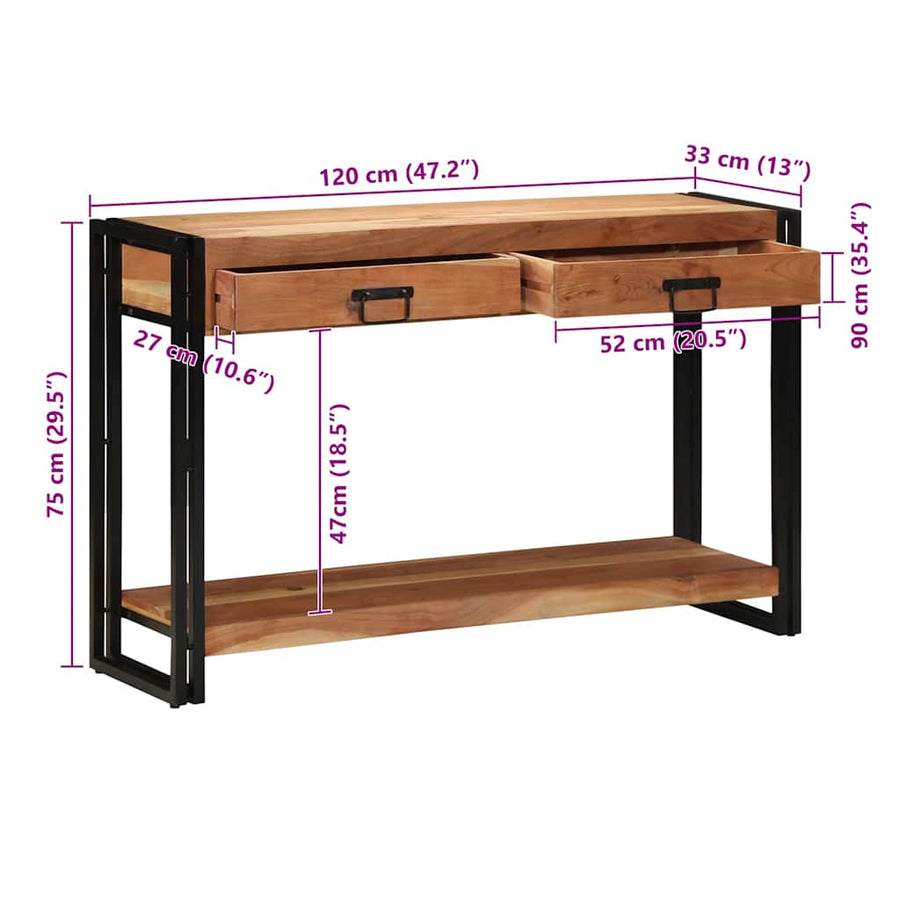 Wandtafel Met Lade Bruin 120 X 33 X 75 Cm 120 cm