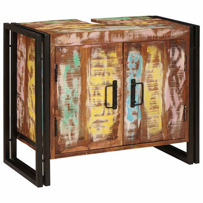 Wastafelonderkast met de deur Massief Gerecycled Hout, Ijzer