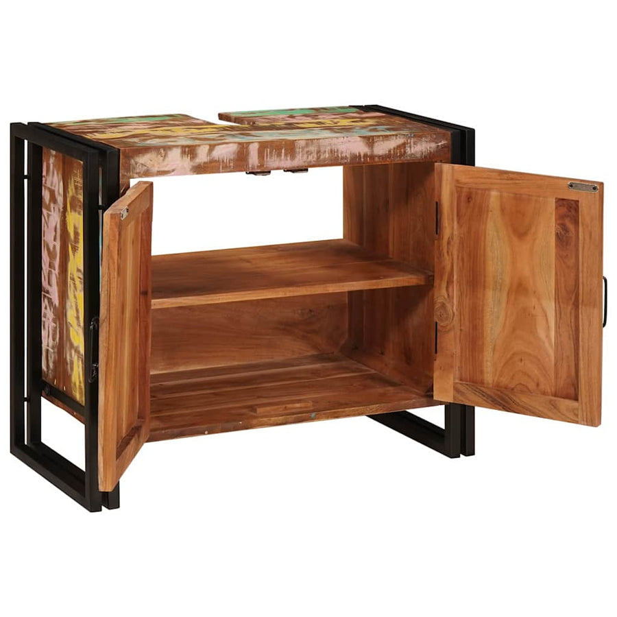 Wastafelonderkast met de deur Massief Gerecycled Hout, Ijzer