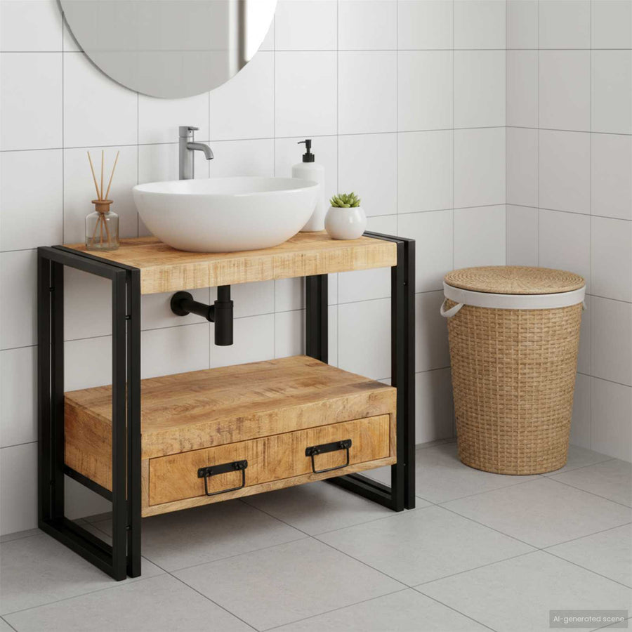 Wastafel Kast met lade Bruin 71 x 33 x 58 cm Massief Mango Hout