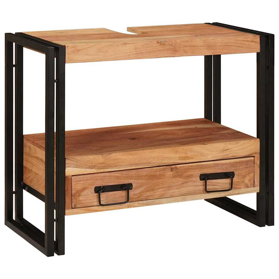 Wastafelonderkast 71 x 33 x 58 cm Massief Acaciuhout, Ijzer