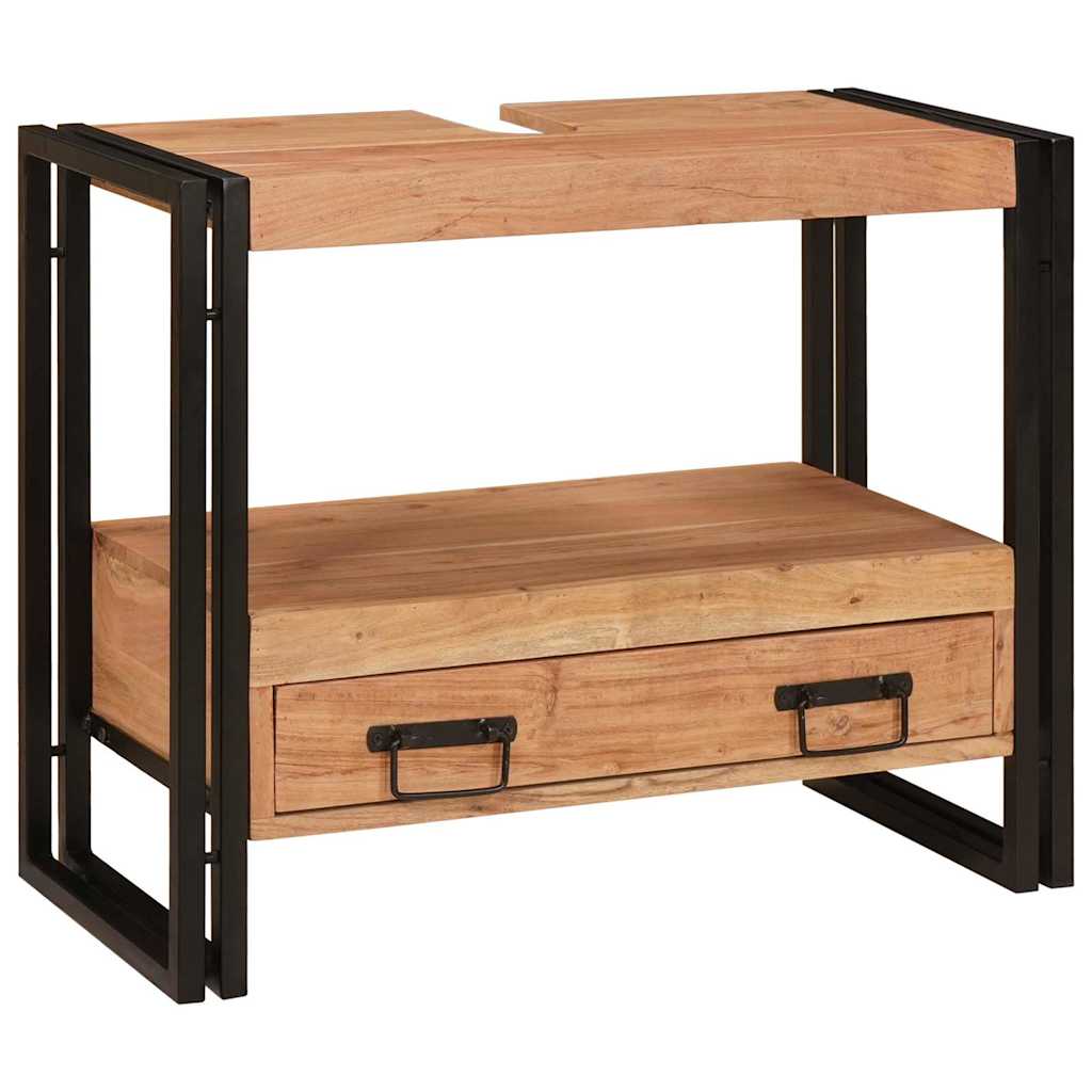 Wastafelonderkast 71 x 33 x 58 cm Massief Acaciuhout, Ijzer