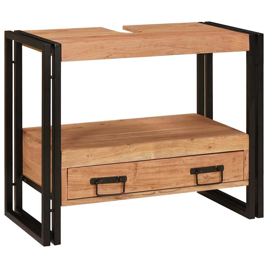 Wastafelonderkast 71 x 33 x 58 cm Massief Acaciuhout, Ijzer