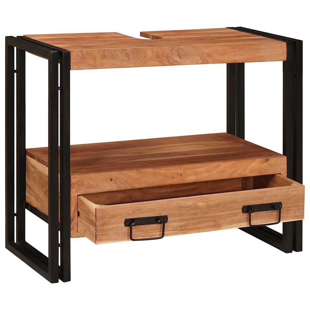 Wastafelonderkast 71 x 33 x 58 cm Massief Acaciuhout, Ijzer