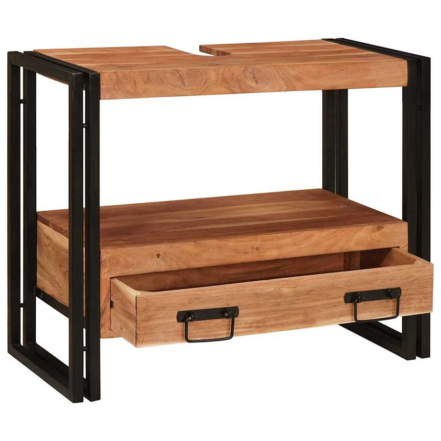 Wastafelonderkast 71 x 33 x 58 cm Massief Acaciuhout, Ijzer