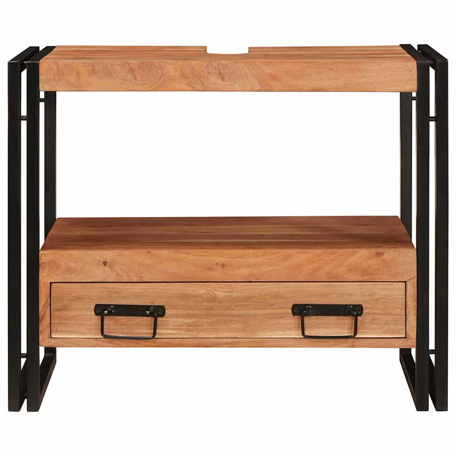 Wastafelonderkast 71 x 33 x 58 cm Massief Acaciuhout, Ijzer