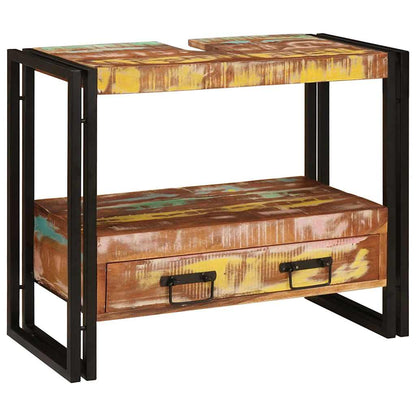 Wastafelonderkast met lade met plank Massief Gerecycled Hout, Ijzer