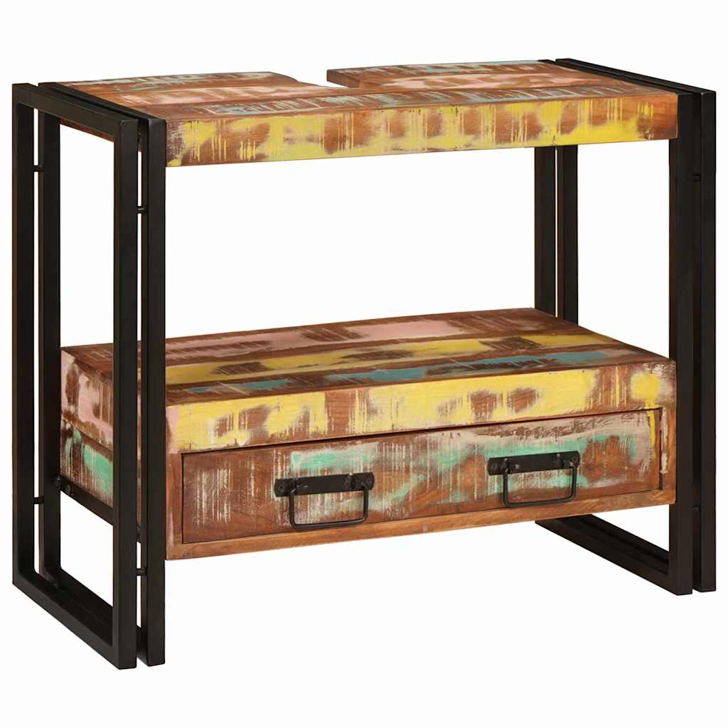 Wastafelonderkast met lade met plank Massief Gerecycled Hout, Ijzer