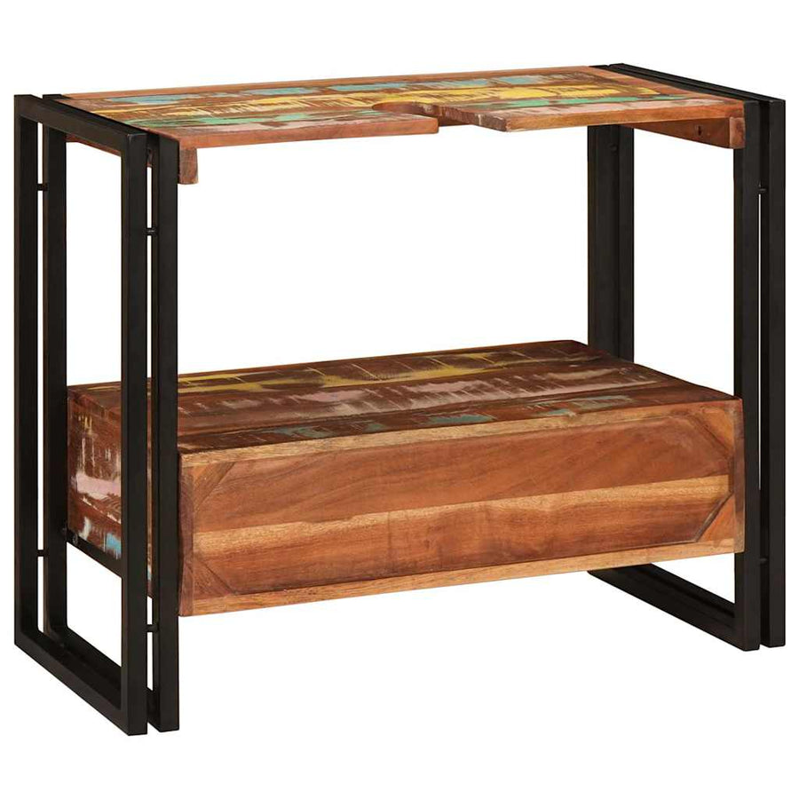 Wastafelonderkast met lade met plank Massief Gerecycled Hout, Ijzer