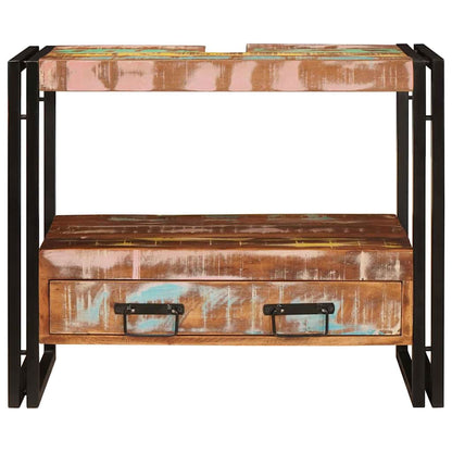 Wastafelonderkast met lade met plank Massief Gerecycled Hout, Ijzer