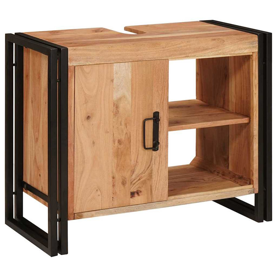 Wastafelonderkast 71 x 33 x 58 cm Massief Acaciuhout, Ijzer