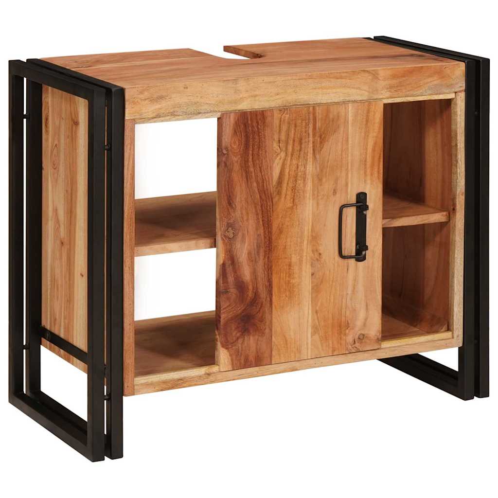 Wastafelonderkast 71 x 33 x 58 cm Massief Acaciuhout, Ijzer