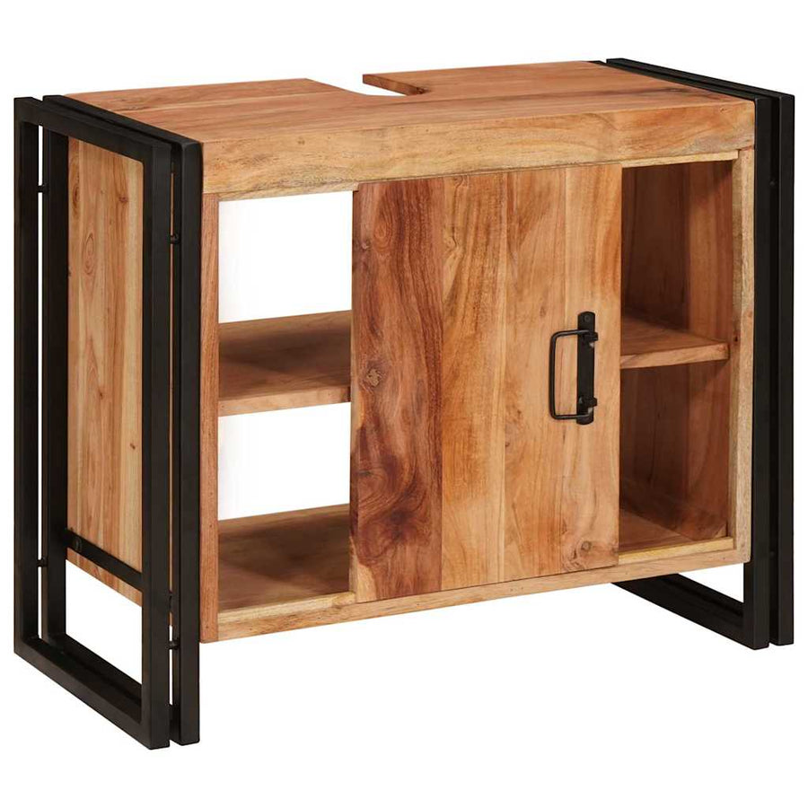 Wastafelonderkast 71 x 33 x 58 cm Massief Acaciuhout, Ijzer
