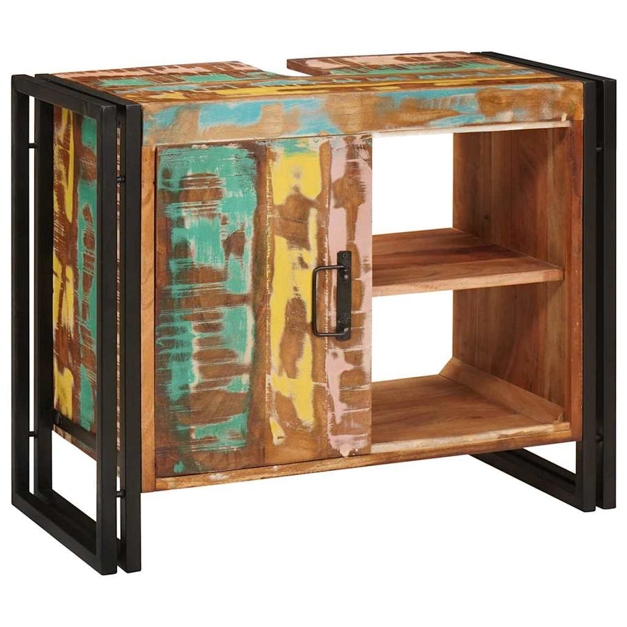 Wastafelonderkast met de deur Massief Gerecycled Hout, Ijzer
