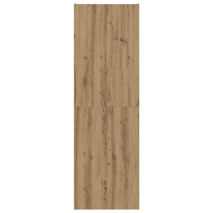 Hoge kast 60x32x190 cm bewerkt hout artisanaal eikenkleur