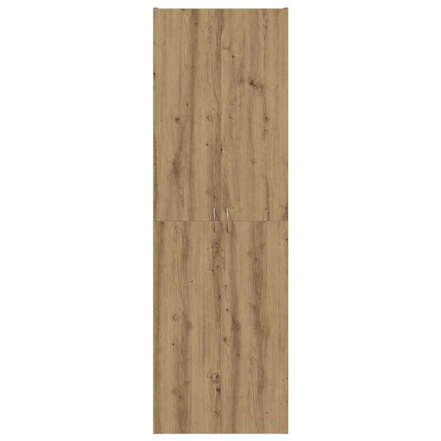 Hoge kast 60x32x190 cm bewerkt hout artisanaal eikenkleur