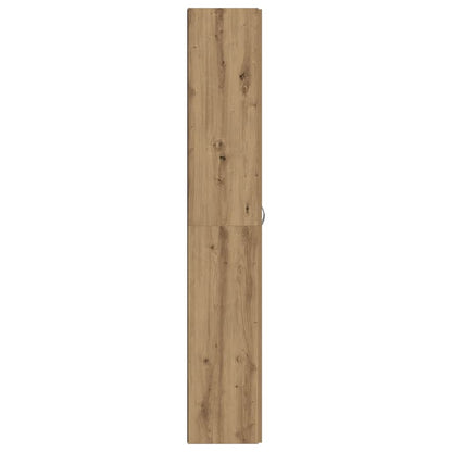 Hoge kast 60x32x190 cm bewerkt hout artisanaal eikenkleur