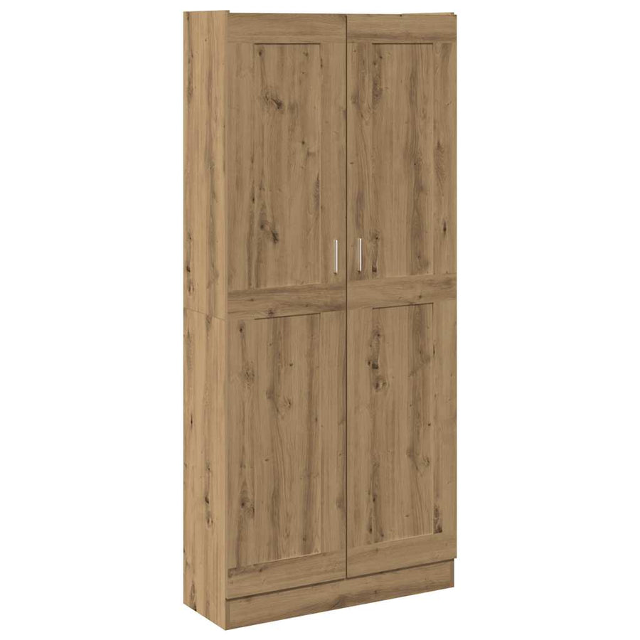 Hoge kast 82,5x30,5x185 cm bewerkt hout artisanaal eikenkleur